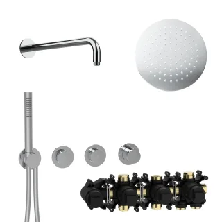 Herzbach MODUL7 PUSH-Thermostat-Set P-RB250 Wandarm Regenbrause Ø250mm Chrom, 70.702713.1.01 70.702713.1.01