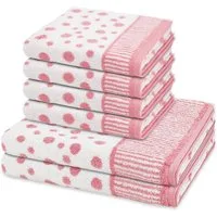 ROSS Handtuch Set Punkte allover, Frottee (Spar-Set, 6-St), 4 X Handtuch 2 X Duschtuch im Set - Baumwolle - Saugstark