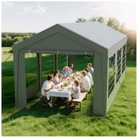 Ferghana Pavillon 3x6m Partyzelt,Carport Zeltgarage,Garagenzelt,Wasserdichtes UV, mit 4 Seitenteilen, 200g/m² PE-Dach, verzinkt, abnehmbare Seitenwände