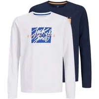 Jack & Jones Junior T-Shirt JJCOLTON TEE LS CREW NECK 2PK MP JNR (Packung, 2-tlg)