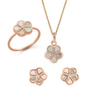 Orphelia 'Daisy' Damen 925 Sterling Silber Set: Halskette + Ohrringe + Ring - Rose SET-7585/RG
