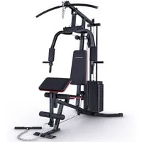 Sportstech Kraftstation HGX50, 14 Gewichtsblöcke (Kraftstation für zuhause, Home Gym, Ganzkörpertraining, Multigym, HGX50), 40+ Übungen am Seilzug wie Rudern, Bankdrücken, Ultra-kompakt