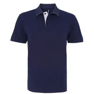 Asquith & Fox Herren Classic Fit Kontrast-Poloshirt (Navy/ Weiß)