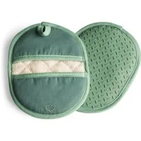 Springlane Topfhandschuhe SPRINGLANE Topflappen-Set 2-tlg. Mint, Silikon & Baumwolle, (2-tlg)