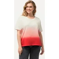Ulla Popken T-Shirt T-Shirt Bubble-Jersey Batikstreifen Rundhals