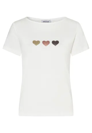 MORE & MORE - Shirt mit Aufdruck 3 Herzen weiß - Gr. - 38