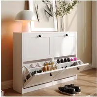 VOWNER Schuhschrank mit 4 Klappen, schmaler, 8 Fächer