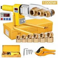 FOUORTUNATE-BEE Elektroschweißgerät Kunststoffrohrschweißgerät elektrisch beheiztes Schmelzwerkzeug, 220V, 1000W, Beinhaltet 6 verschiedene Schweißdüsen