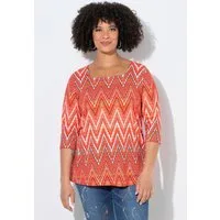 Angel of Style T-Shirt T-Shirt A-Linie Zackenmuster Carree-Ausschnitt
