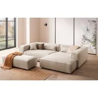 LeGer Home by Lena Gercke Ecksofa PIARA XXL, L-Form, Schlaffunktion, Cord, Leinenoptik o. Strukturstoff, Hocker stellbar zum Schlafsofa (Krokodilverbinder), tiefe Sitzfläche