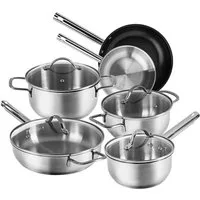 Karcher Topf-Set Jovita, Edelstahl (10-tlg), inkl. 4 Glasdeckel, integrierte Literskala, Induktion