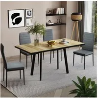 Vicco Esstisch Tisko, Eiche rustikal/Schwarz, 160 x 80 cm mit erweitbarer Tischplatte (1-St)