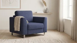 BRUNO Schlafsessel 70cm in Blau | praktische Größe | stabiles Massivholz & Boxspringkomfort
