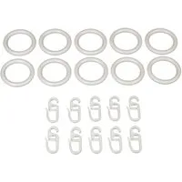 Liedeco Gardinenring, Gardinenstangen, (Set, 10-St., mit Faltenlegehaken), für Gardinenstangen Ø 20 mm