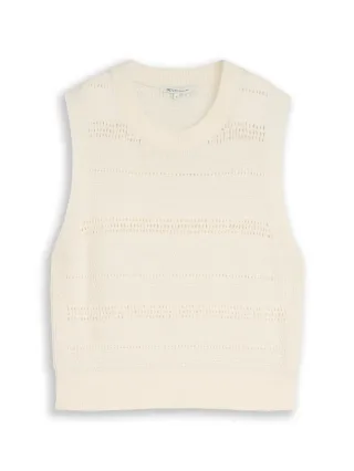 Denim Tom Tailor - Pullunder mit Lochmuster gardenia white - Gr. - S