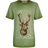Isar-Trachten Trachtenhemd Trachtenshirt Kind - STOLZER HIRSCH - nadelgrün