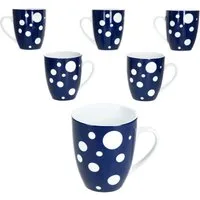 MamboCat Becher Pula dunkelblau 6er Set Kaffeebecher 300ml Porzellan-Tasse 6 Personen, Porzellan
