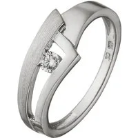 JOBO Fingerring, 925 Silber teil matt mit 1 Zirkonia