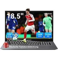 blackview 18.5" Laptop, Intel Core N150 16GB RAM 512GB SSD, Windows 11 Notebook (Intel N150 Intel Core N150, 16 GB, 512 GB SSD, Windows 11 Pro, FHD+ IPS, Silikon-Tastaturschutzfoli)