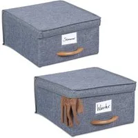 relaxdays Aufbewahrungsbox mit Deckel 2er Set