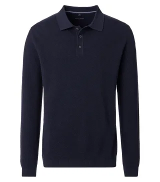 CASAMODA - Polo-Shirt Langarm blau - Gr. - 3XL