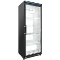 GastroHero Vollraumkühlschrank Lagerkühlschrank ECO 400 Glastür Schwarz 336 Liter LED LKSE400BG, 187.5 cm hoch, 60 cm breit, ideal zur Präsentation von Getränken und gekühlten Waren