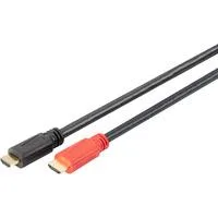 HDMI High Speed Kabel, mit Verstärker schwarz/rot, 30 Meter