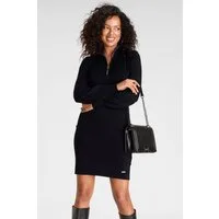 Laura Scott Strickkleid mit Troyer Kragen in Mini Form
