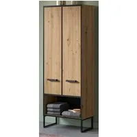 Inn.Furn Hochschrank Scana (Badschrank Eiche Artisan / Schwarz, 2-türig, 59 x 159 cm) mit Soft-Close-Funktion