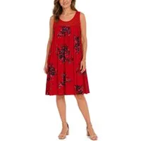 dy_mode Midikleid Damen Sommerkleid Blumenmuster Midi Kleid Strandkleid knielang Knielang, Transparente Häkel-Einsatz im Dekolleté- und Rückenbereich