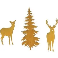 Dekoleidenschaft Gartenstecker Reh, Hirsch oder Tanne aus Metall mit Echt Rost, große Weihnachtsdeko (1-St) Gartendeko für Draußen, Rostdeko, Roststecker