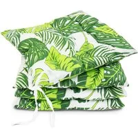 Amilian Stuhlkissen 40x40 mit Bändern - 4er Set Sitzkissen - Outdoor Indoor - Sitzauflage, waschbar