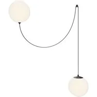 Licht-Erlebnisse Pendelleuchte BRIVO, LED fest integriert, Warmweiß, Metall Glas LED 20 cm breit H: max. 300 cm Schwarz Weiß 1400 lm