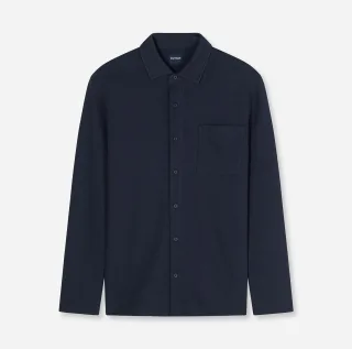 OLYMP - Polo Button Through Waffle Structure marine