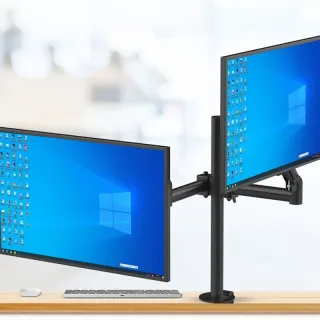 M13-2 Dual Monitors Stand for 17"-32" Monitor Adjustable Height Angle, VESA 75x75/100x100mm Holders, Ergonomic Desktop A