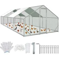 Clanmacy Hühnerstall 3x8x2m Hühnerstall aus Stahl mit UV-beständiger Abdeckung Voliere