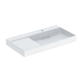 Geberit One Waschtisch 505043001 90x48,4cm, ohne Überlauf, weiß KeraTect/Blende weiß, Hahnloch rechts