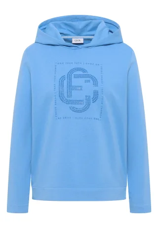 CECIL - Hoodie mit Schmucksteinen fountain blue - Gr. - L