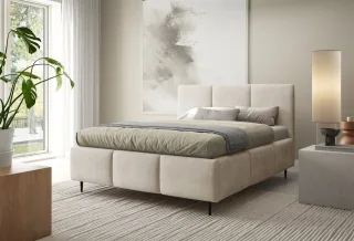 Polsterbett Schlafzimmerbett MIAMI Komplettset 160x200cm in Stoff Lambi Beige