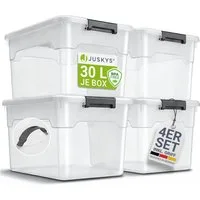 Juskys Aufbewahrungsbox (4 St), stabil, verschließbar und pflegeleicht