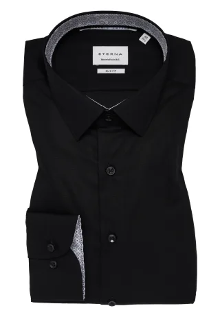 ETERNA - Hemd Popeline Langarm schwarz - Gr. - 44/Langarm - 67cm