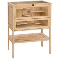tectake Kleintierkäfig Hamsterkäfig aus Holz 60x40x80cm, aus Holz