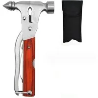 BAYLI Campinghammer 12 in 1 Camping Multitool mit Hammer Zange Säge Schraubendreher, Campi