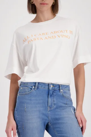 monari - T-Shirt mit Schriftzug off-white - Gr. - 44
