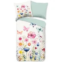 PURE luxury collection Kinderbettwäsche Kiki, Microfaser, 2 teilig, Mikrofaser, 135x200, 2 Teilig, Wendeoptik, Kind, Mädchen, Blume