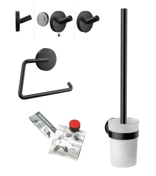 EMCO Starter-Set round, schwarz Papierhalter, Bürstengarnitur, Haken, 439813300 439813300