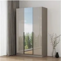 OTTO home Kleiderschrank Annor Schlafzimmerschrank Breite 122cm hochglanz Schrank Garderobe (Mit großem Spiegel für Ganzkörper Ansichten) Drehtürenschrank mit perfekter Innenausstattung - elegante Türgriffe