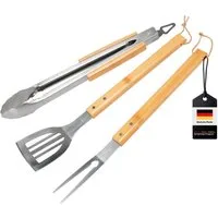 bremermann Grillbesteck-Set Grillbesteck 3er Set // Edelstahl mit Bambusgriffen, (3 tlg)