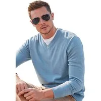 H.I.S Strickpullover mit V-Ausschnitt, Pullover aus Feinstrick, Baumwollmischung