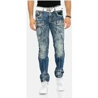 Cipo & Baxx Tapered-fit-Jeans Jeans mit Kontrastnähten und Seitentaschen, CD-391